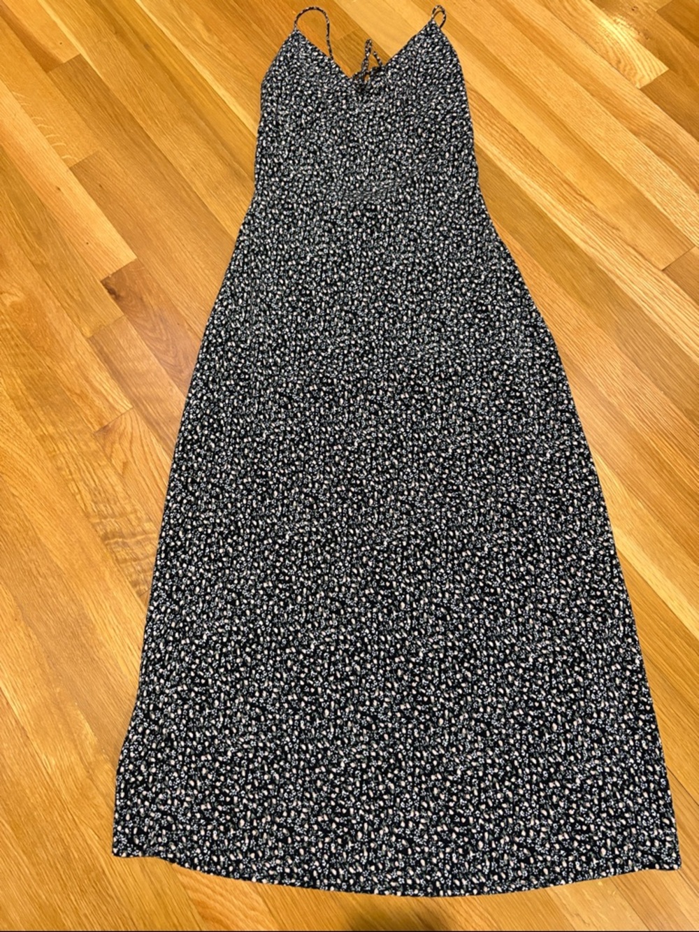 Black Floral Maxi Dress with Spaghetti Straps